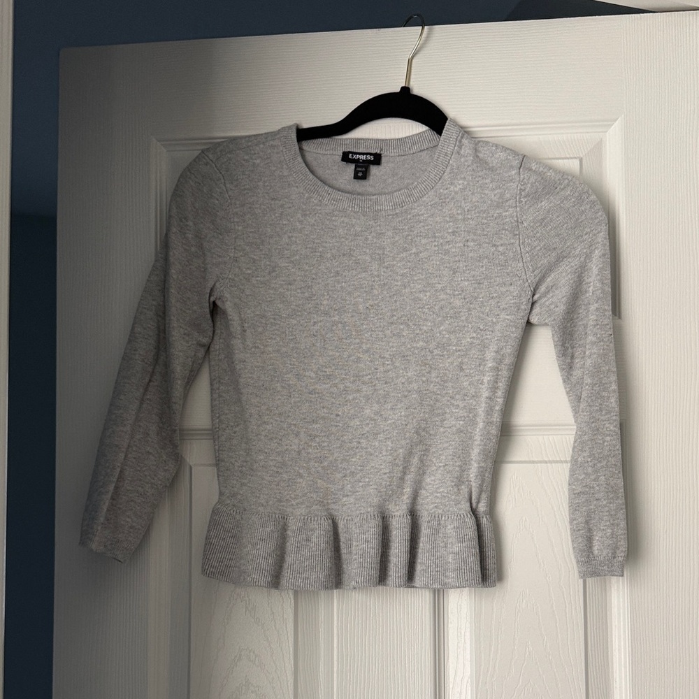 Express Heather Gray Peplum Top